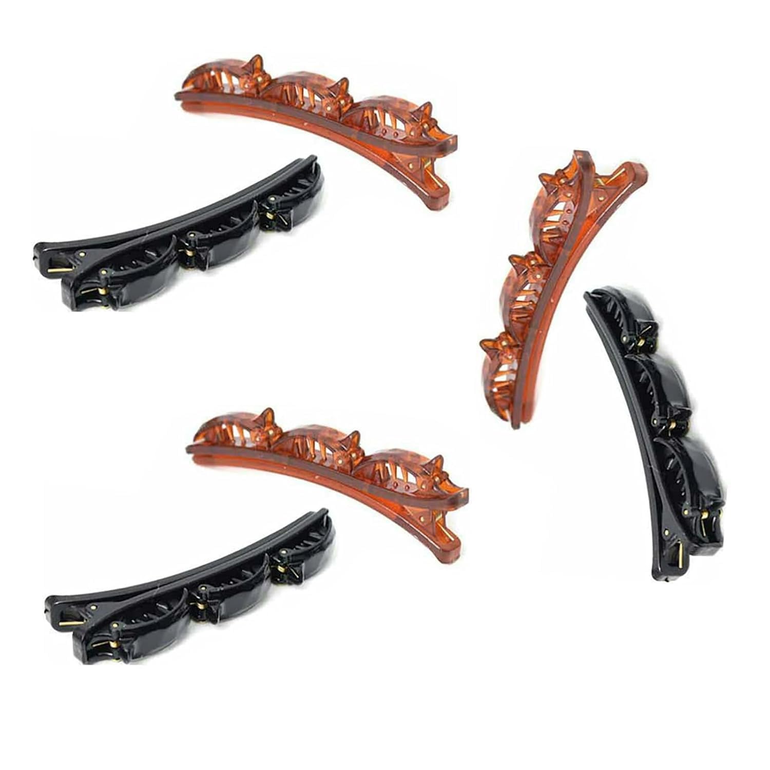 6Pcs Black and Brown Double Layers Twist Band French Braider Hair Tool,Fashion Double Layer Band Twist Plait Clip Front Hair Clips Hairpin Headband