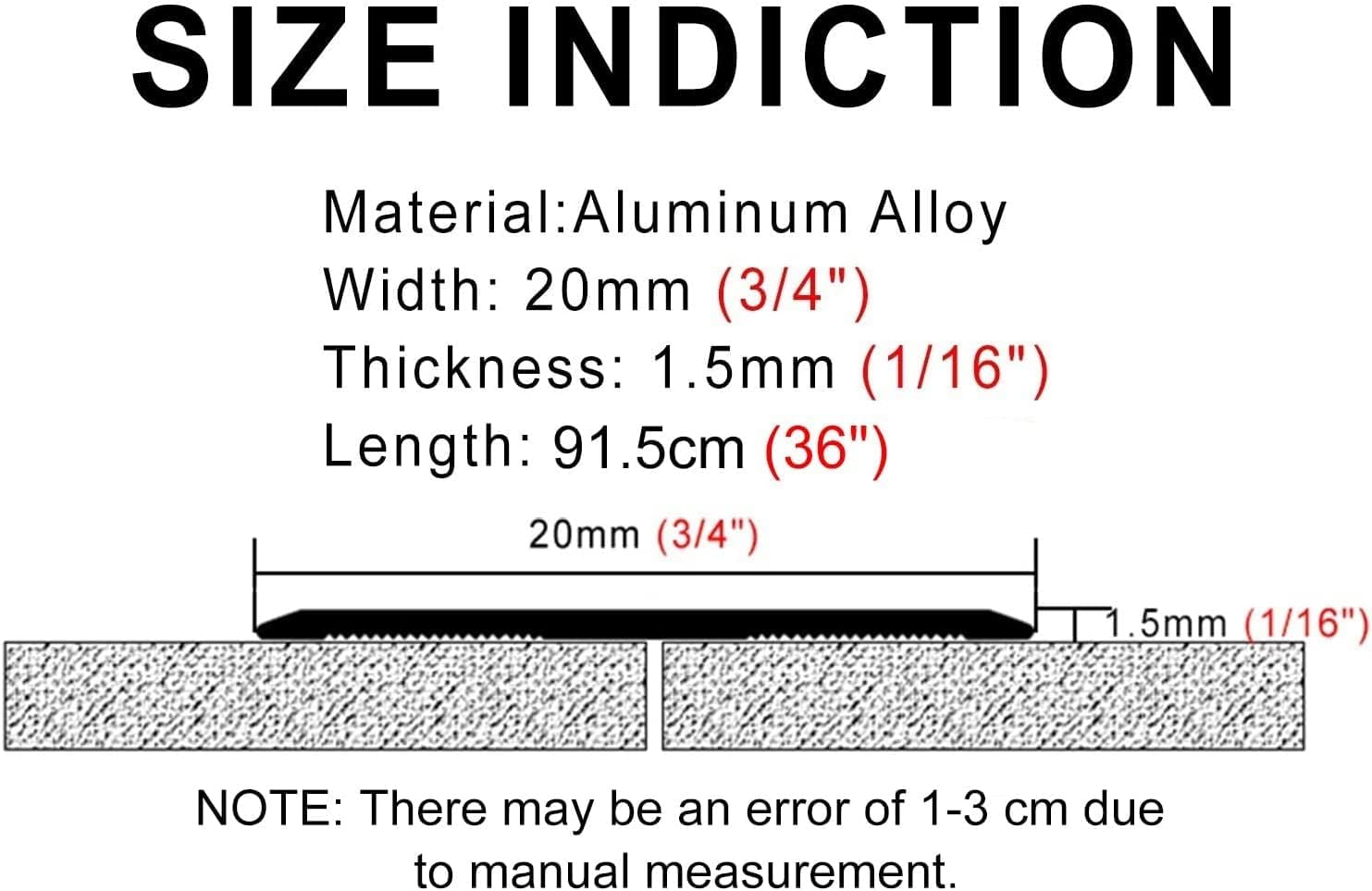 Floor Transition Strip Floor Divider Strip, Transition Strip Waterproof Aluminum Threshold Strip, 36" Flat Door Threshold, Self-Adhesive Safety Seam Cover, Prevent Floor Gaps Seam Binder ( Color :