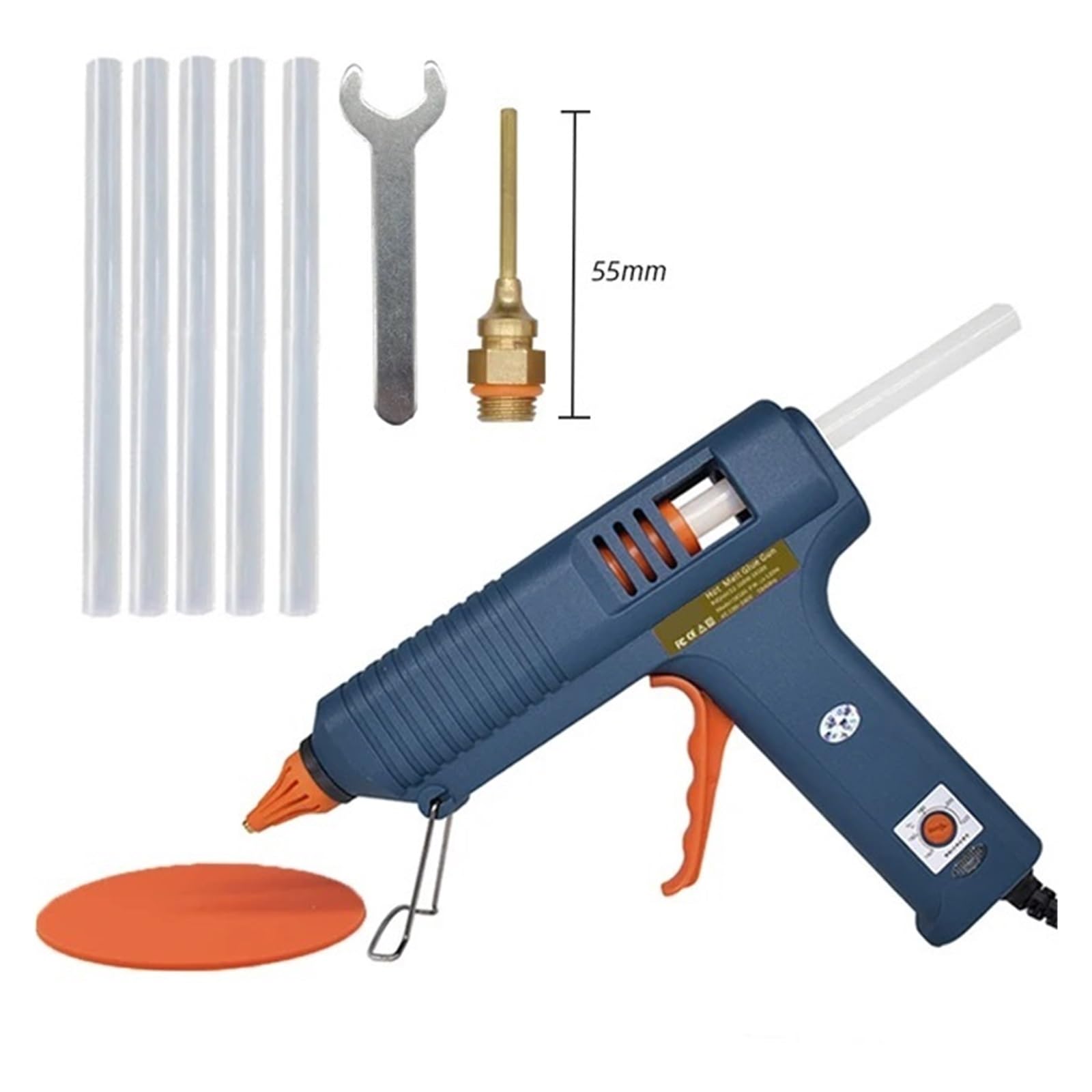 Heißklebepistole, 150 W, einstellbare Temperatur, Klebepistolendüse, 11 mm, Klebesticks, professionelle industrielle Schmelzpistole(1.5x55mm)