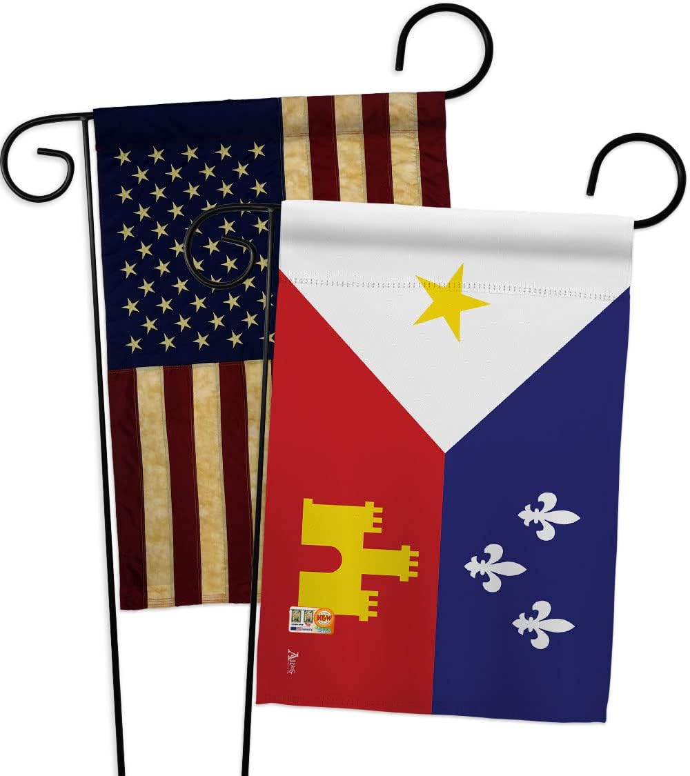 Acadiana Garden Flags 2pcs Pack Regional Nationality Nation International World Country Particular Area Small Decorative Gift Yard House Banner Made In USA 13 X 18.5