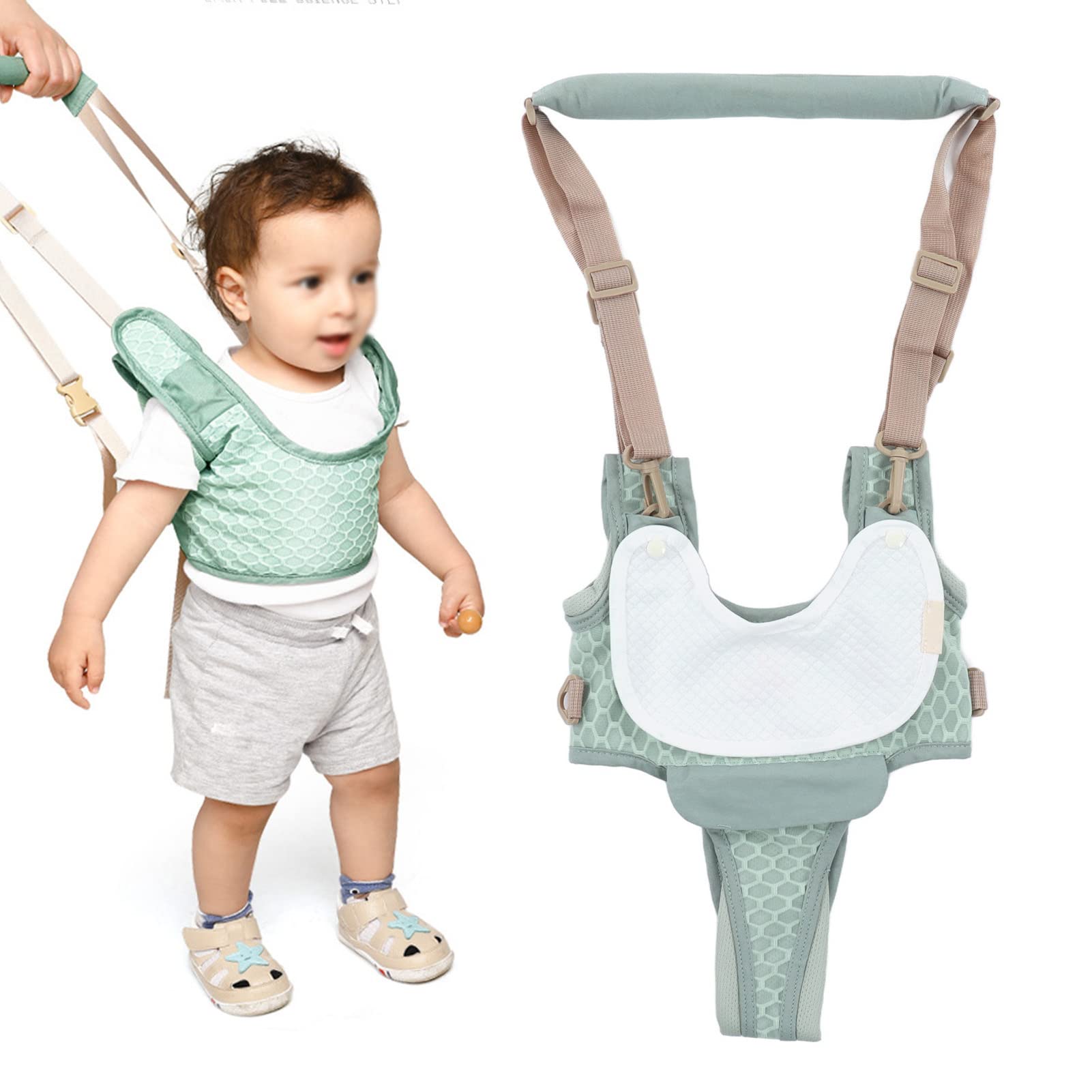 Baby Walking Harnesses, Adjustable Handheld Kids Walk Helper Infant Walking Harness Assistant Belt Walk Support Assist Trainer Tool with Detachable Crotch Pad for Infant 8 to 24 Month(Blue)
