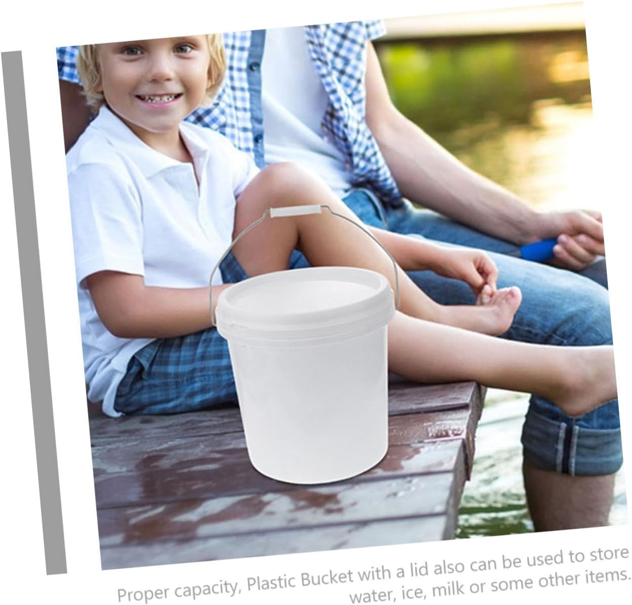 PRETYZOOM Plastic Barrel Empty Bucket Airtight Food Storage Oil Paint Cans Rice Container 5 Gallon Bucket Water Pail Small with Handle Trash Can White Food Grade
