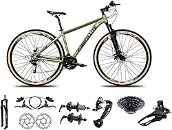 Bicicleta Aro 29 Absolute Nero 5 Cabos Internos 27v K7 Freios Hidráulicos Kit 3x9 Suspensão Trava Pneus com Faixa