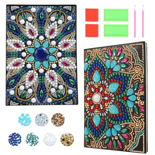 Mandala Enfant Diamond Painting - 2x Carnet A5 avec Strass, Loisir Créatif Enfant &amp; Adultes, Jouet Fille 7 8 9 10 Ans, Cadeau Fille 7 8 9 10 Ans Anniversaire, Activité DIY loisirs créatifs adultes