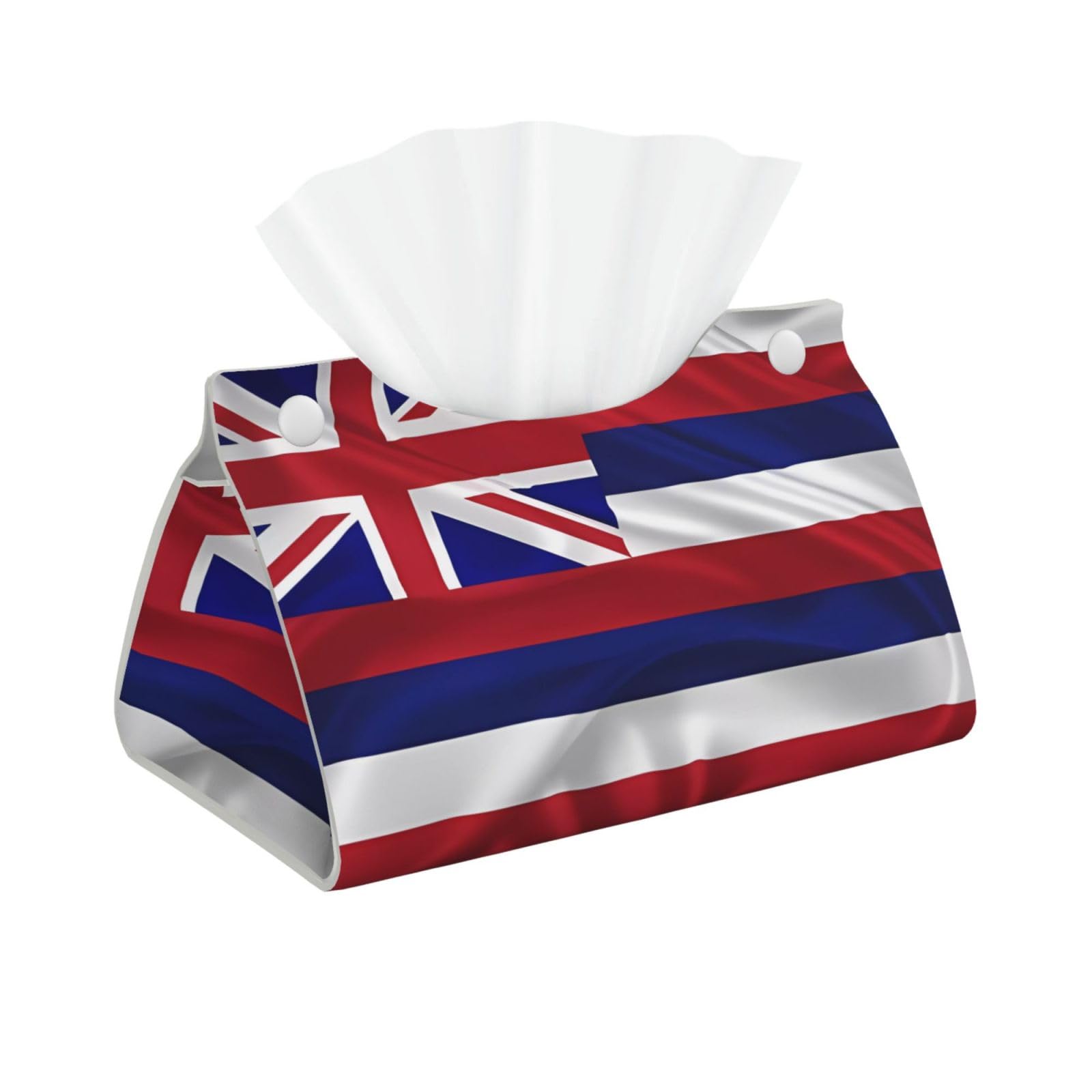 Flag of Hawaii American Rectangular Leather Tissue Box Cover, Folding Facial Tissue Holder Dispenser for Car