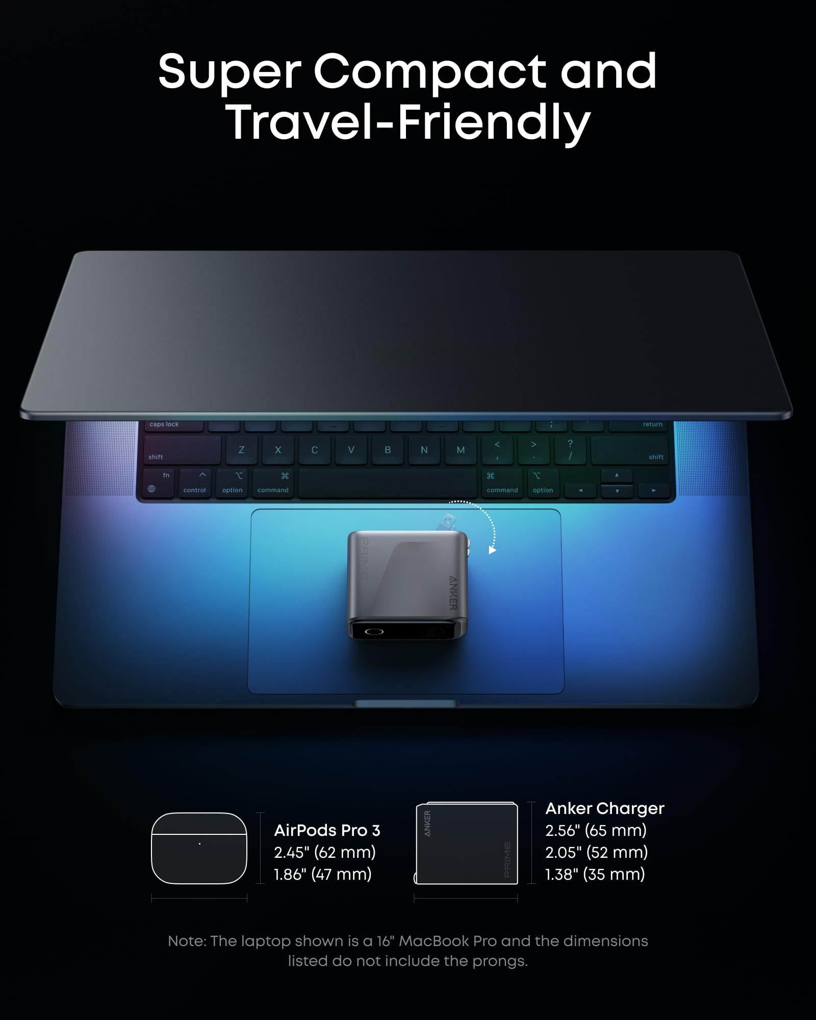 Anker Prime Charger, 160W 3-Port Compact USB C GaN Charger Block, Smart Display and Touch Control, 140W Max Charging via Any Single Port, for MacBook, Laptop, iPhone 17/16/15 Series, iPad, and More