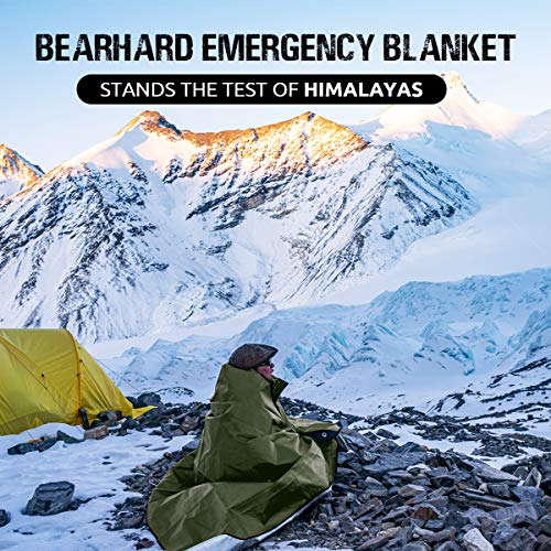 Bearhard Heavy Duty Emergency Blanket, Emergency Tarp, Insulated Survival Blanket, Thermal Waterproof Space Blanket All Weather Blanket for Hiking, Camping