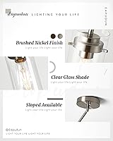 Vista 6 de EAPUDUN Pendant Light (2 Packs), Kitchen Ceiling Hanging Light, Adjustable Height, Kitchen Light Fixtures Brushed Nickel Pendant Lights, Farmhouse