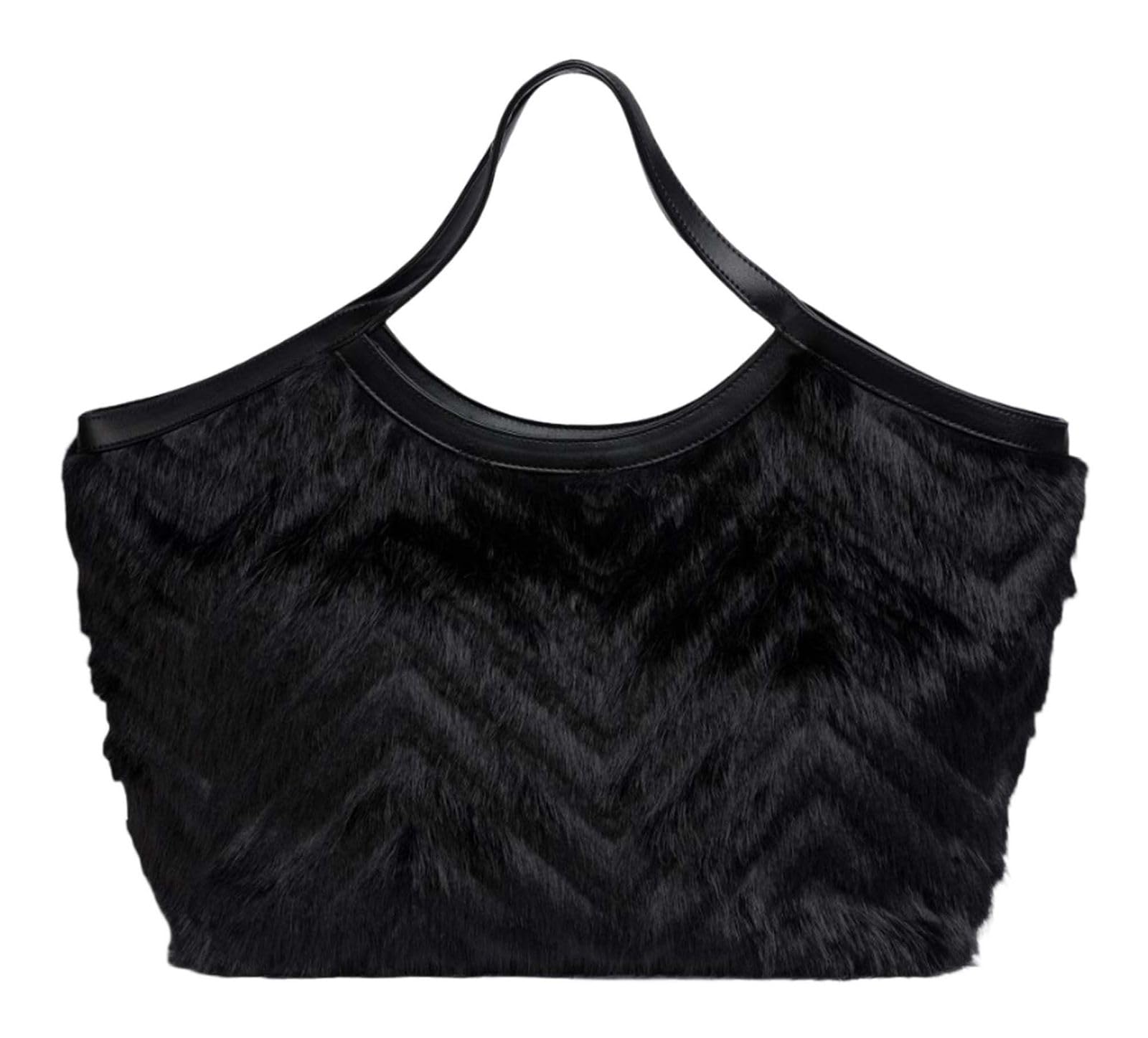 Replay Damen Handtasche mit Kunstfell, Black 0098 (Schwarz), Einheitsgröße