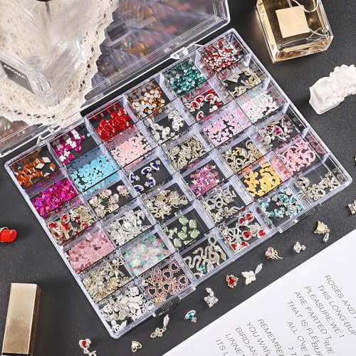 Image of Noverlife 2 Pack 36 Grids Clear Plastic Organizer Box, Jewelry Craft Storage Container Bead Holder Nail Charm Organizer, Rock Collection Box for Fishing Tackles, Acrylic Earring Display Case for Girls