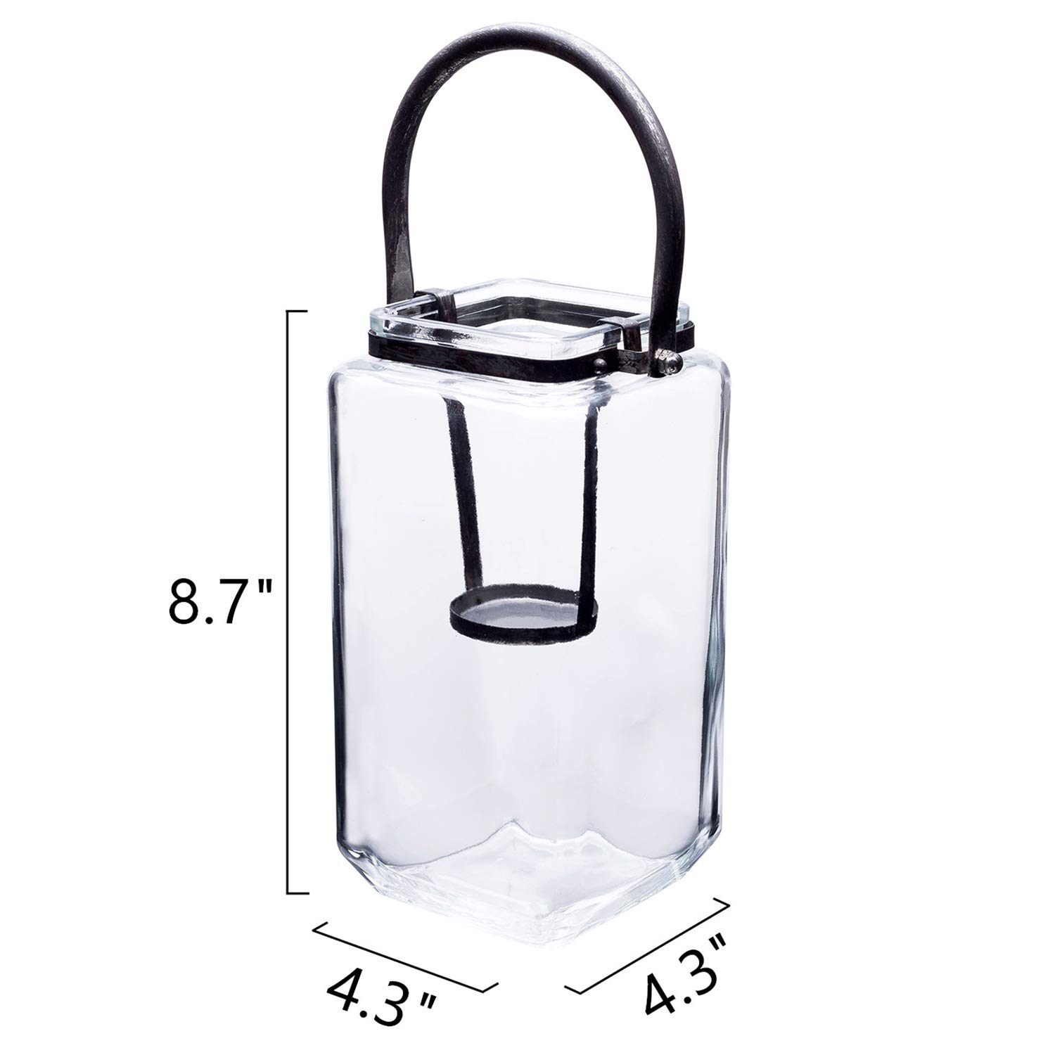 Diamond Star - Portavelas de cristal con mango de metal