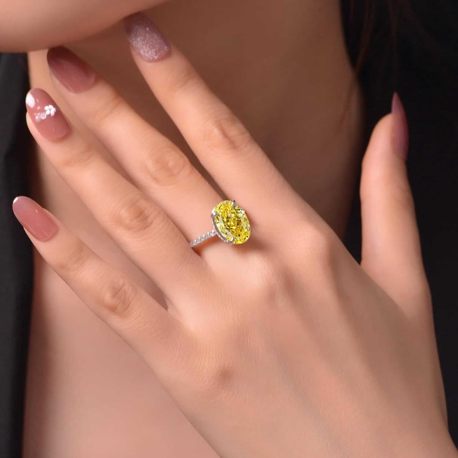 5CT Oval Cut Engagement/Promise Ring for Her, 925 Sterling Silver Simulated Diamond Wedding Ring Jewelry Gifts for Her