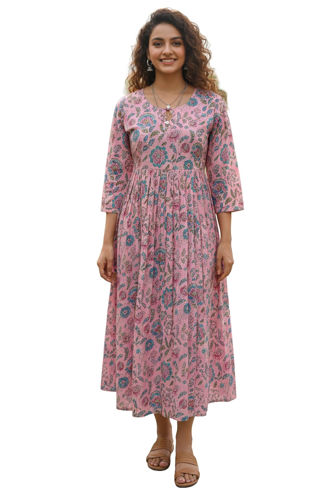 rajnandini Women's Pure Cotton Jaipuri Printed Western Dress (JOPLJPR2015SS26-P_Light Pink_P)-picture-13