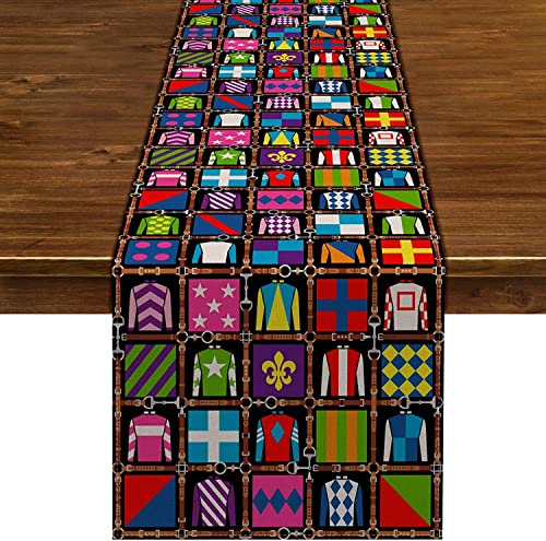 Kentucky Table Runner Horse Racing Decoration Derby Time Home Dining Room Kitchen Table Decor (13" x 108") by Nepnuser - Used condition - US$6.96