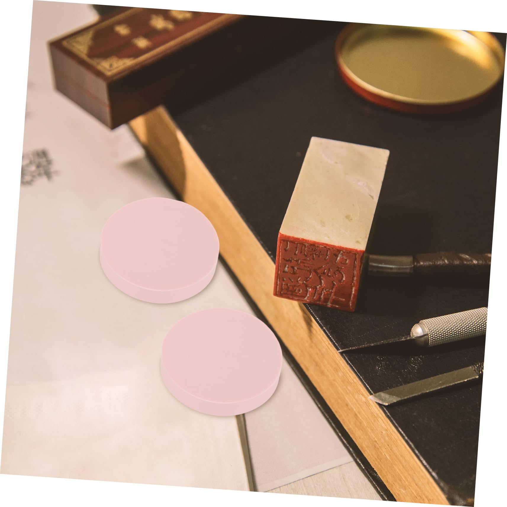 Beatifufu 24Pcs Carving Rubber Blocks for Stamp Making Round Rubber Stamps for Printmaking Crafting and Scrapbooking Easy to Use Smooth Edges for Beginners