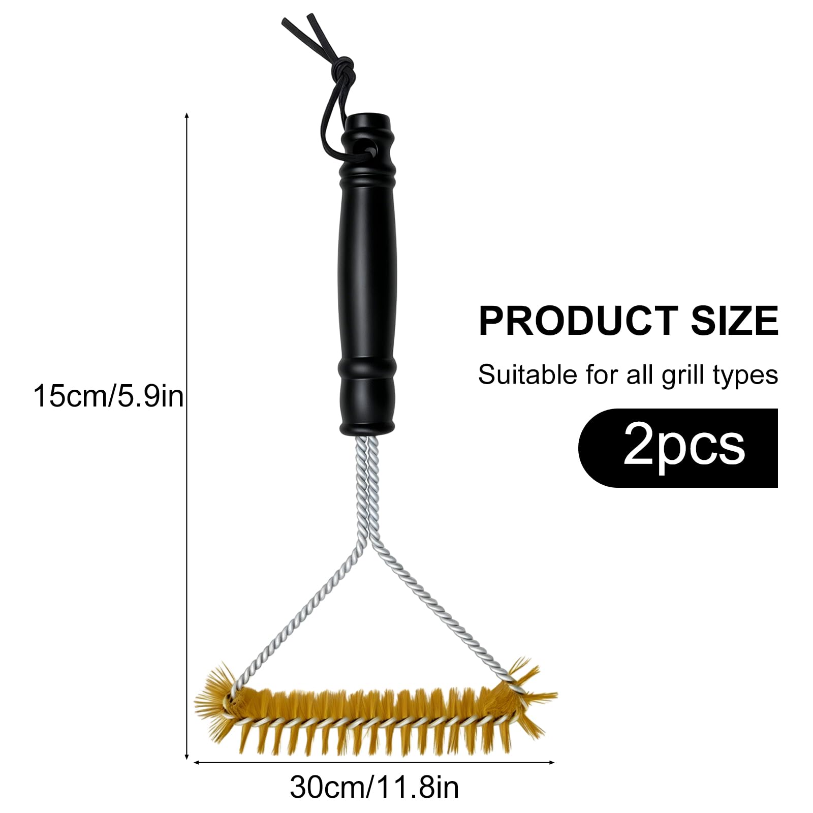 Szczotki do grilla (2 szt.), szczotki do czyszczenia grilla, mosiężne szczotki do grilla, pasują do grilli węglowych i żeliwnych, 30,5 cm