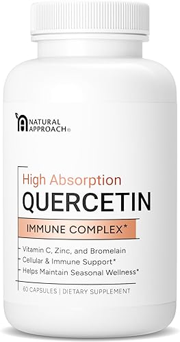Quercetina de alta absorción con bromelina, vitamina C y zinc – 500 mg de fitosoma de quercetina – 50 veces más absorción – Apoya la función inmune