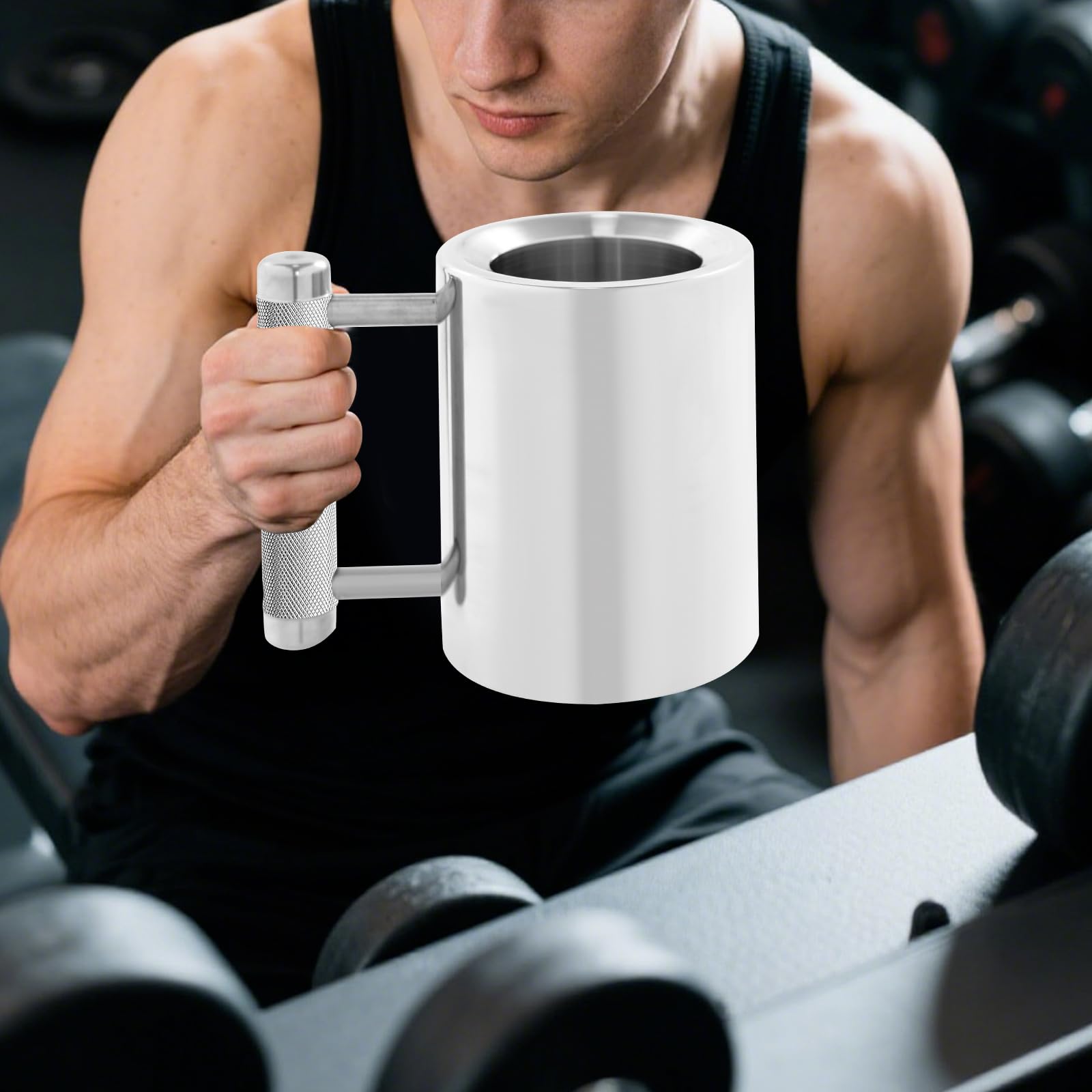 Tazza in acciaio inox pesante con manico ergonomico | Tazza da caffè pesante da 300 ml/400 ml, per palestra, allenamento e allenamento, regalo divertente per atleti