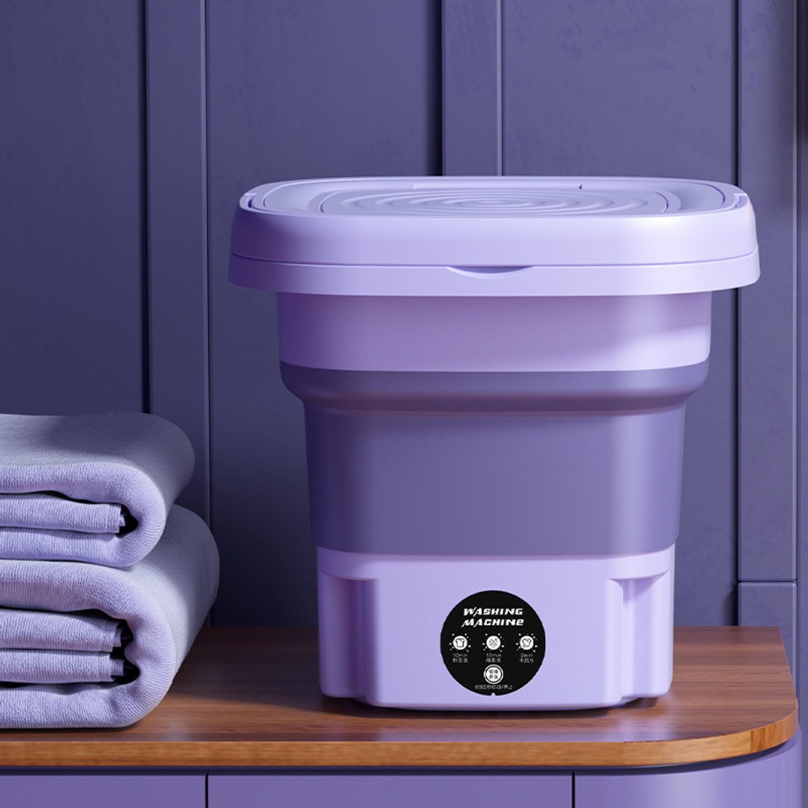 UVCMDUI Washing Machine Small, Foldable Mini Washer Underwear Washing Machine with Spin Dryer, 8L Mini Portable Washing Machine with 3 Modes Deep Cleaning for Apartment, Camping, Travel,Purple