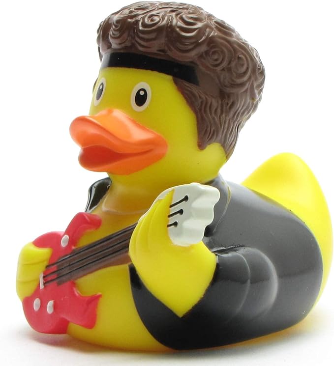 Duckshop I Badeente Rockstar I Quietscheentchen I L: 9 cm I Quietscheente I Geschenk Musik-Fans I Präsent Sammler