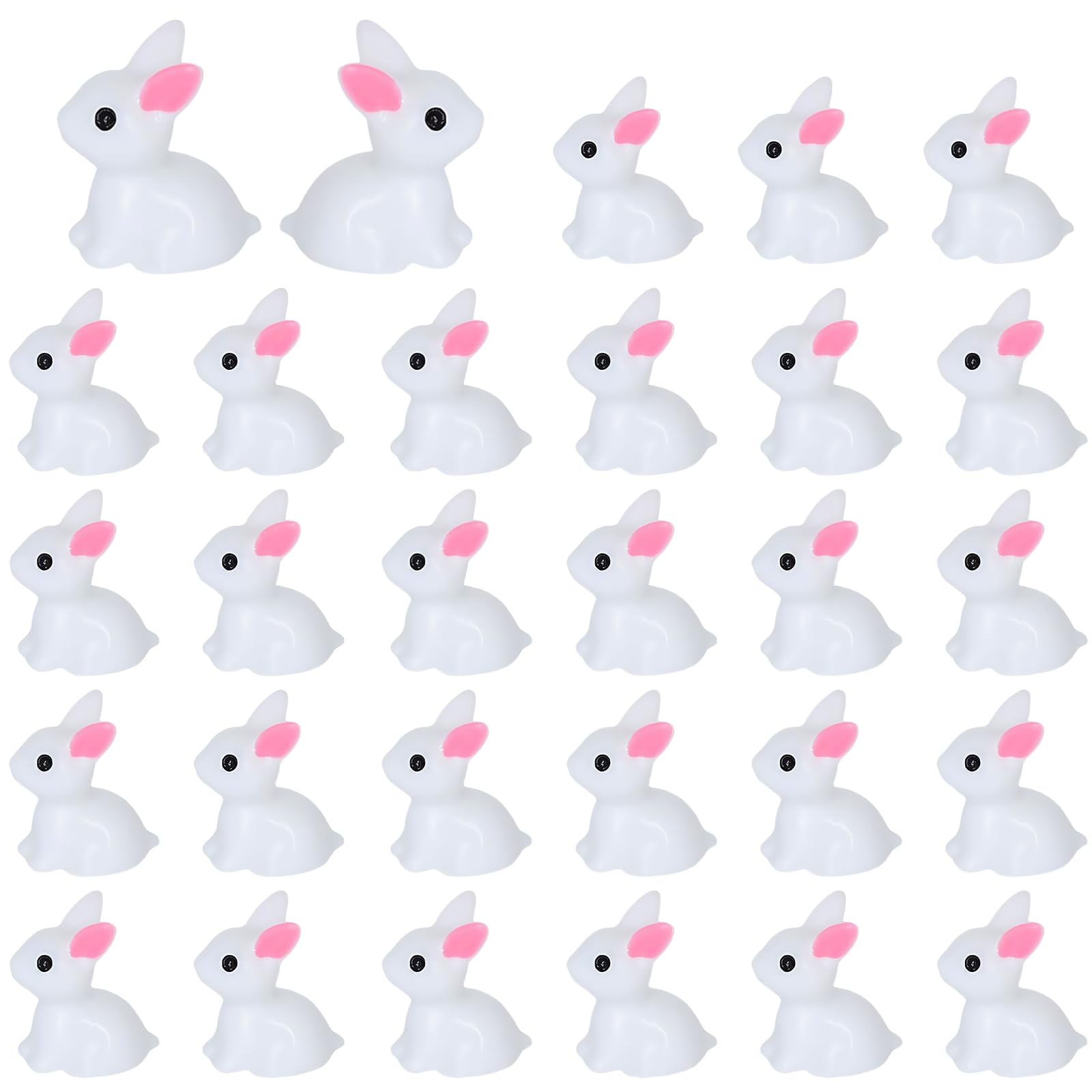 60pcs Mini Rabbits, White Small Resin Tiny Bunny Little Miniature Plastic Easter Bunny Figurines Duck Bulk for Garden Landscape DIY Miniature Dollhouse Accessories Easter Egg Fillers Party Favors — image 1