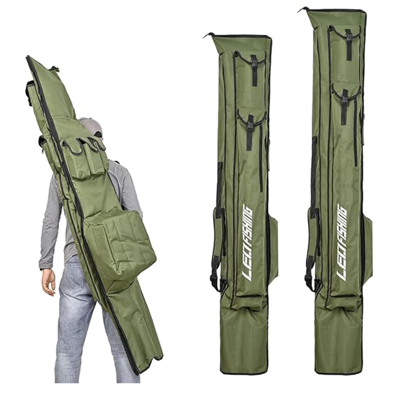 Bolsa portátil para caña de pescar, bolsa de almacenamiento para carrete de caña de pescar, señuelo, cebo,