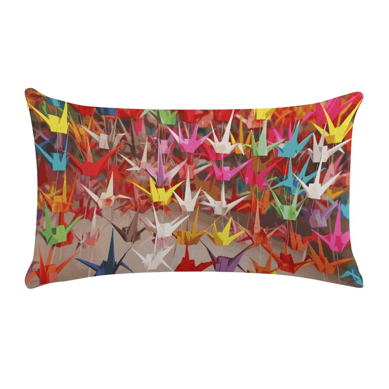 Origami Paper Cranes Pillow Cases for Sofa, Super Soft Plush Pillow Cover with Zipper, Luxury Cozy Pillow Shams for All Seasons, Lightweight Pillowcases for Bedroom, 12" X 20"