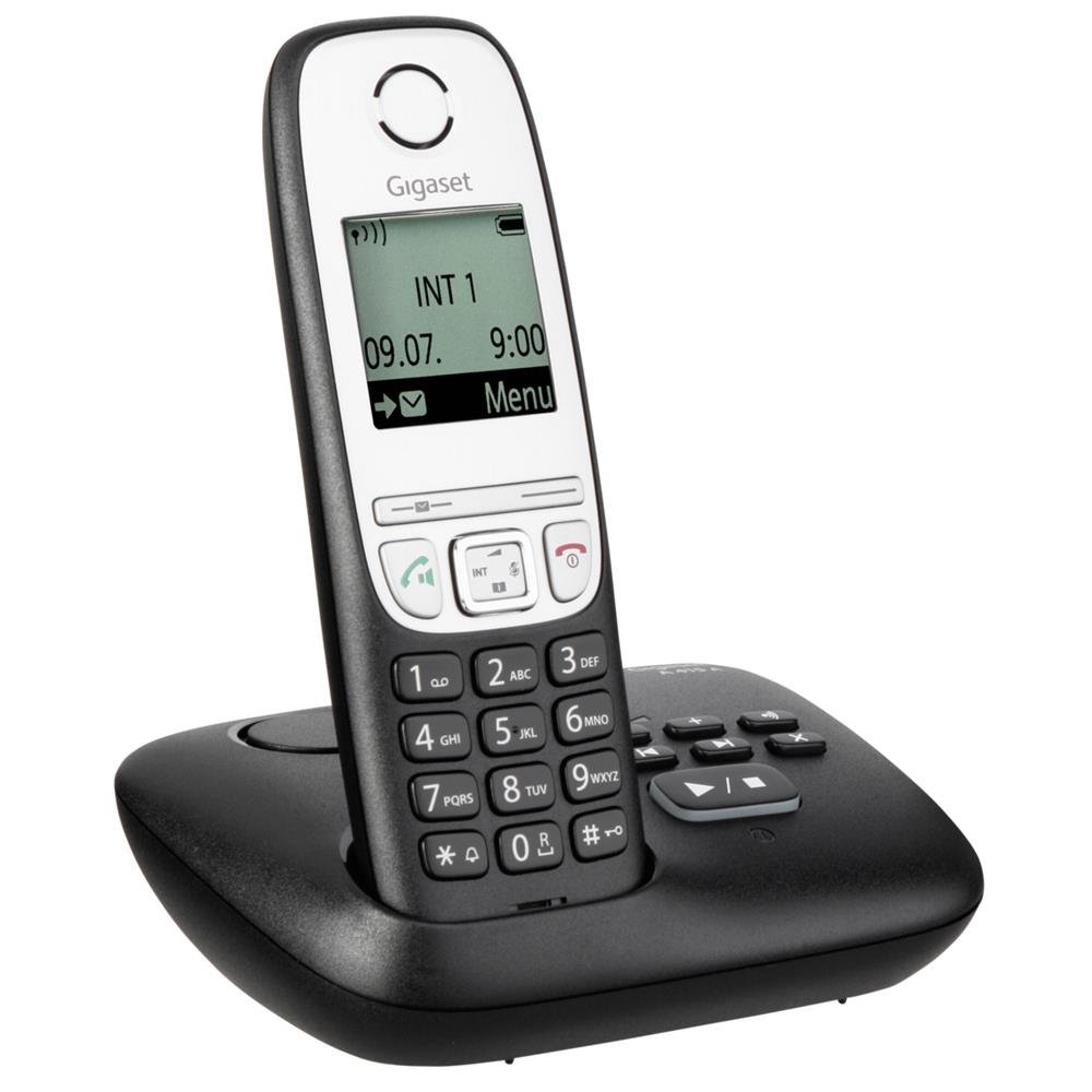 Gigaset A415A, Schnurloses Telefon DECT mit Anrufbeantworter, Freisprechfunktion, Kurzwahltasten, Telefonbuch mit 100 Einträgen, Kontrastreiches Grafik Display und leichter Bedienung, schwarz