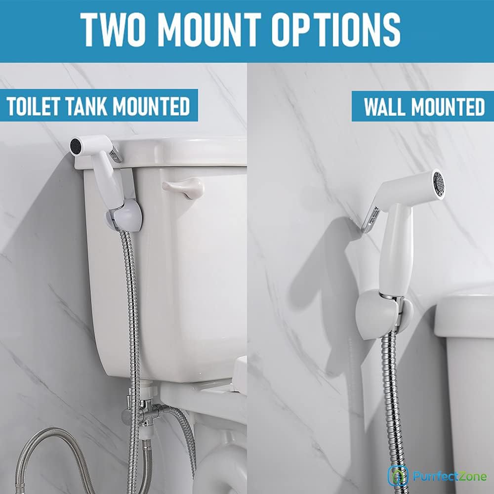 Hand Held Bidet Attachment for Toilet – 4 Ft. Hose Handheld Bidet Sprayer for Toilet – Toilet Bidet Sprayer for Intimate Care, Cloth Diapers, Toilet Cleaner – Bathroom Accessories by Purrfectzone