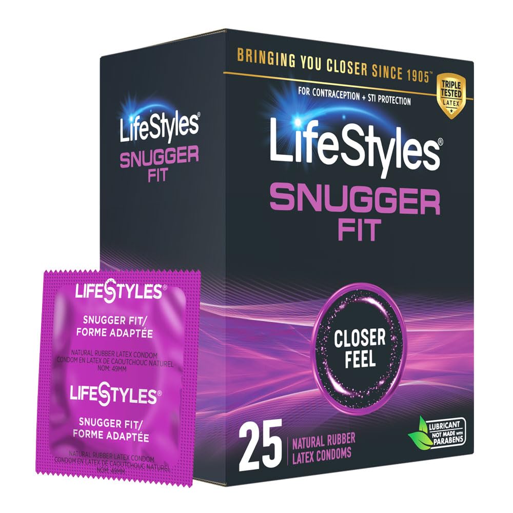 Lifestyles Snugger Fit Condoms. 25 Pieces. Latex, Lubricated