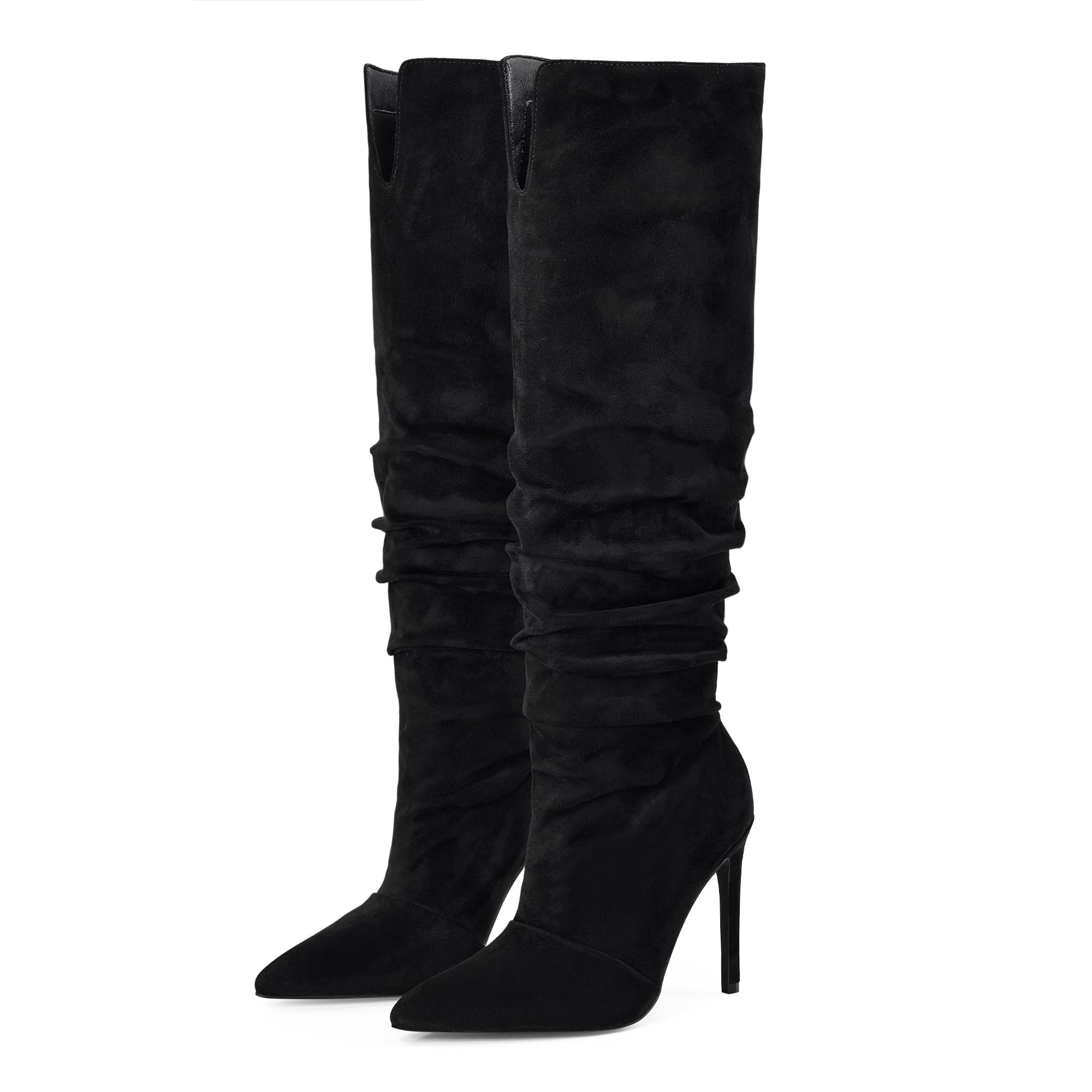 Elisabet Tang Womens Closed Toe Heeled Boot Pointed Toe Shoes Stiletto Heels Slip On Slouchy Knee High Boots