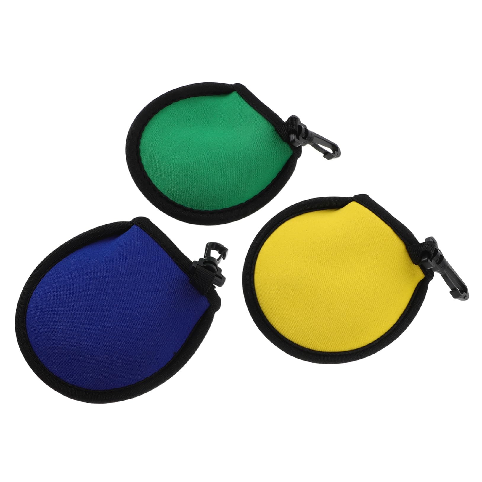 Abaodam 3pcs Portable Golf Ball Cleaning Bag with Hook Weather Resistant Lightweight Sbr Material Pouch for Quick Cleaning Enhanced Accessory for Convenient Outdoor Use