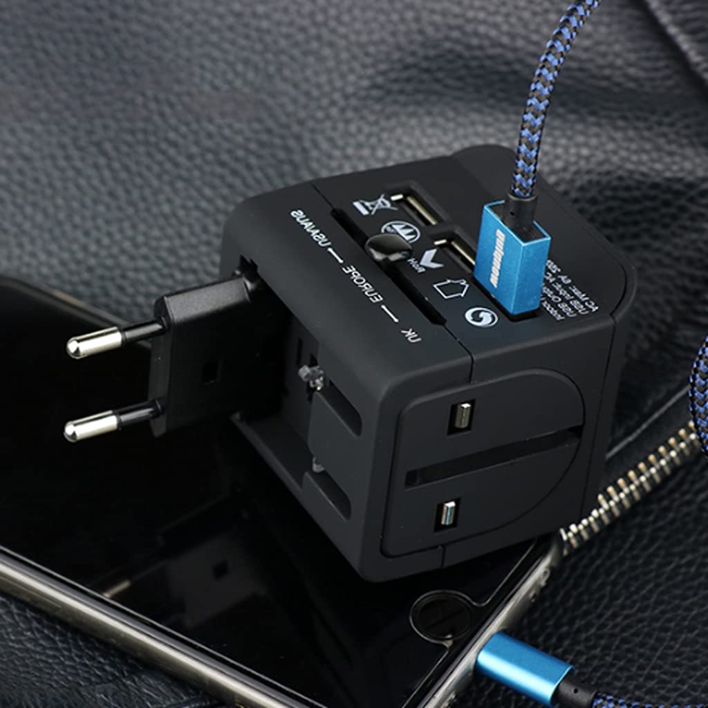 Adaptador de Viaje Mundial Universal, Enchufe de Viaje de Viaje Mundial, Cargador de energía C.A. Adaptador de Enchufe con 3 USB Puertos (Color : A)