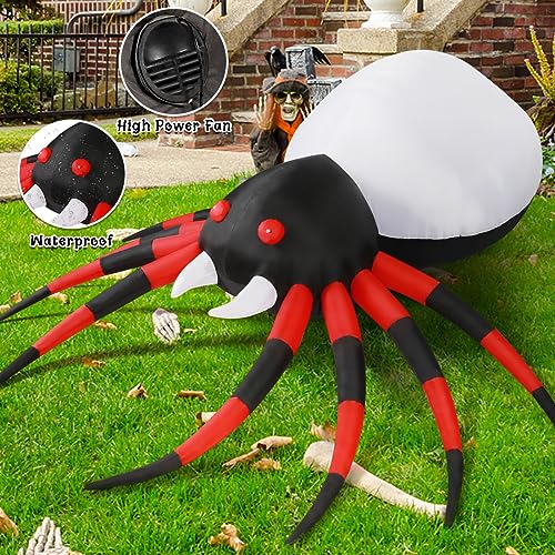 Image of GOOSH 5 FT Halloween Inflatable Spider Outdoor Decoration with Magic Light Blow Up Yard Spider Inflatables Holiday Inflatables for Outdoor Yard Garden Lawn Decor
