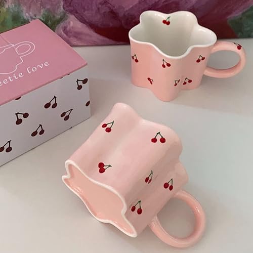 Miniatura 3 de Taza de café de cerámica con forma de flor rosa para mujer, taza de agua de 11.8 fl oz12 oz, regalo lindo de la vendimia