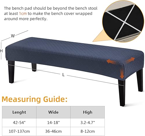Miniatura 3 de YISUN Fundas de banco de comedor de jacquard, elástica, lavable, extraíble, funda protectora de asiento rectangular para comedores, salas de estar,