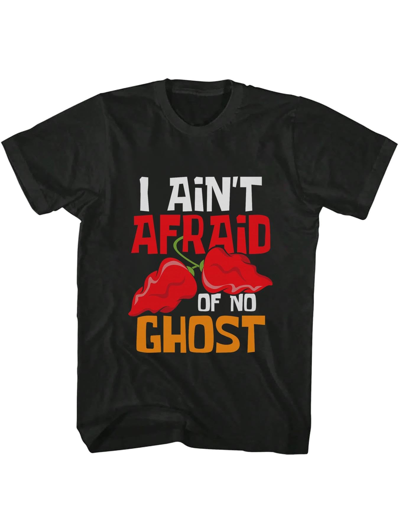 Kmfsdxs Men's Black 100% Cotton I Ain't Afraid Of No Ghost - Mexican Hot Red Chili Pepper Comfort Colors Adult T-Shirt