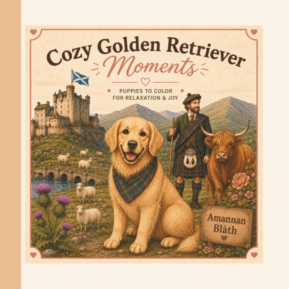 Cozy Golden Retriever Moments: A Cute Coloring Book For Relaxation & Joy