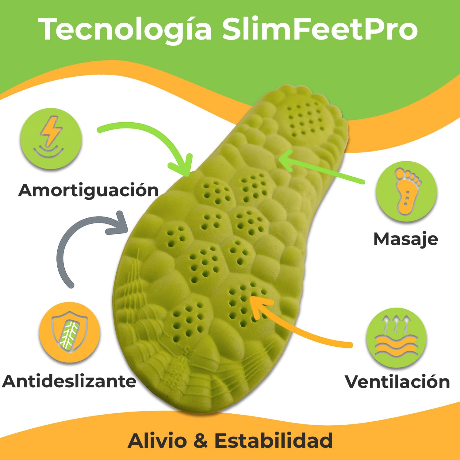 Slim Feet PRO Ortopédica Plantilla Nube Confort XXL 43-44 Amortiguadora Transpirable Antideslizante
