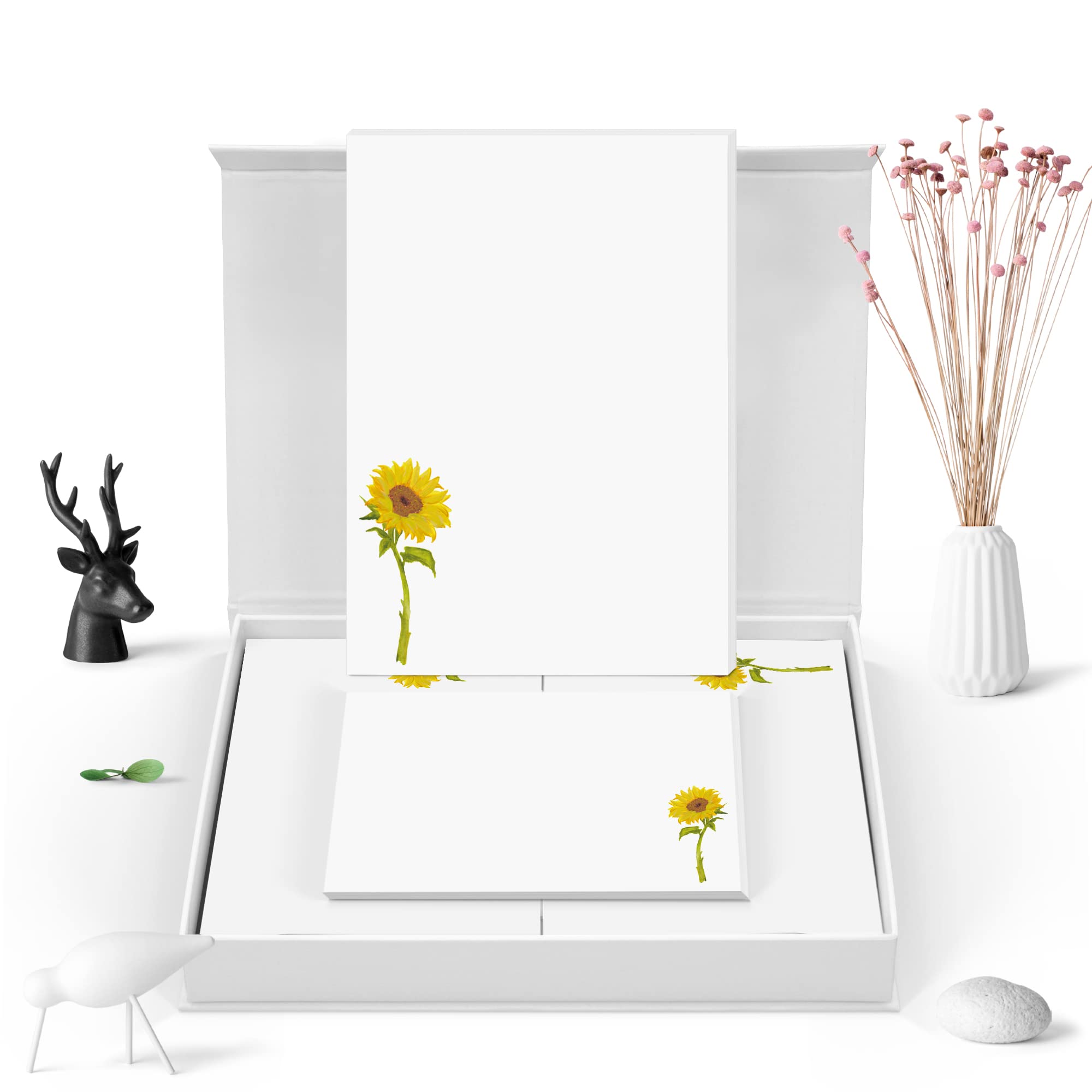 Me Loovely Sunflower Letter Writing Paper and Envelopes Set Floral Writing Stationery Supplies | (40 Letters, & 40 Envelopes with Gift Box) โ image 1