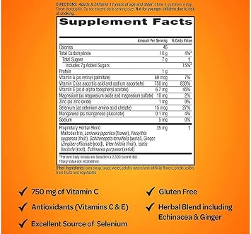 Airborne Assorted Fruit Flavored Gummies, 42 count - 750mg of Vitamin C and Minerals & Herbs Immune Support (Packaging May Vary) ( Pack of 2)