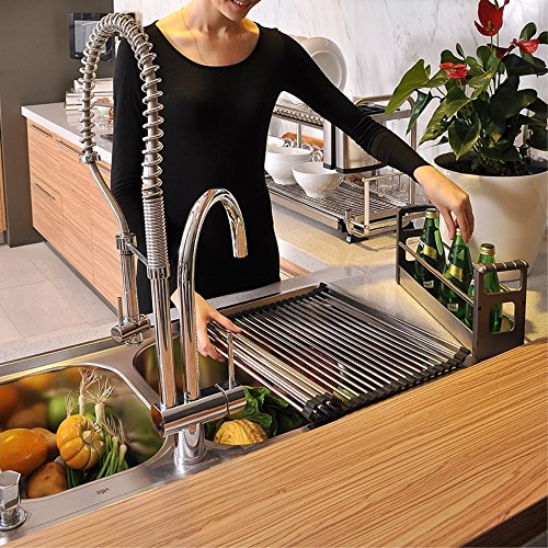 Over The Sink Kitchen Dish Drying Rack, 20''L x 18.5'' Extra Large Multipurpose Dish Drying Drainer (20Lx18.5W, Black) - Thumbnail 4