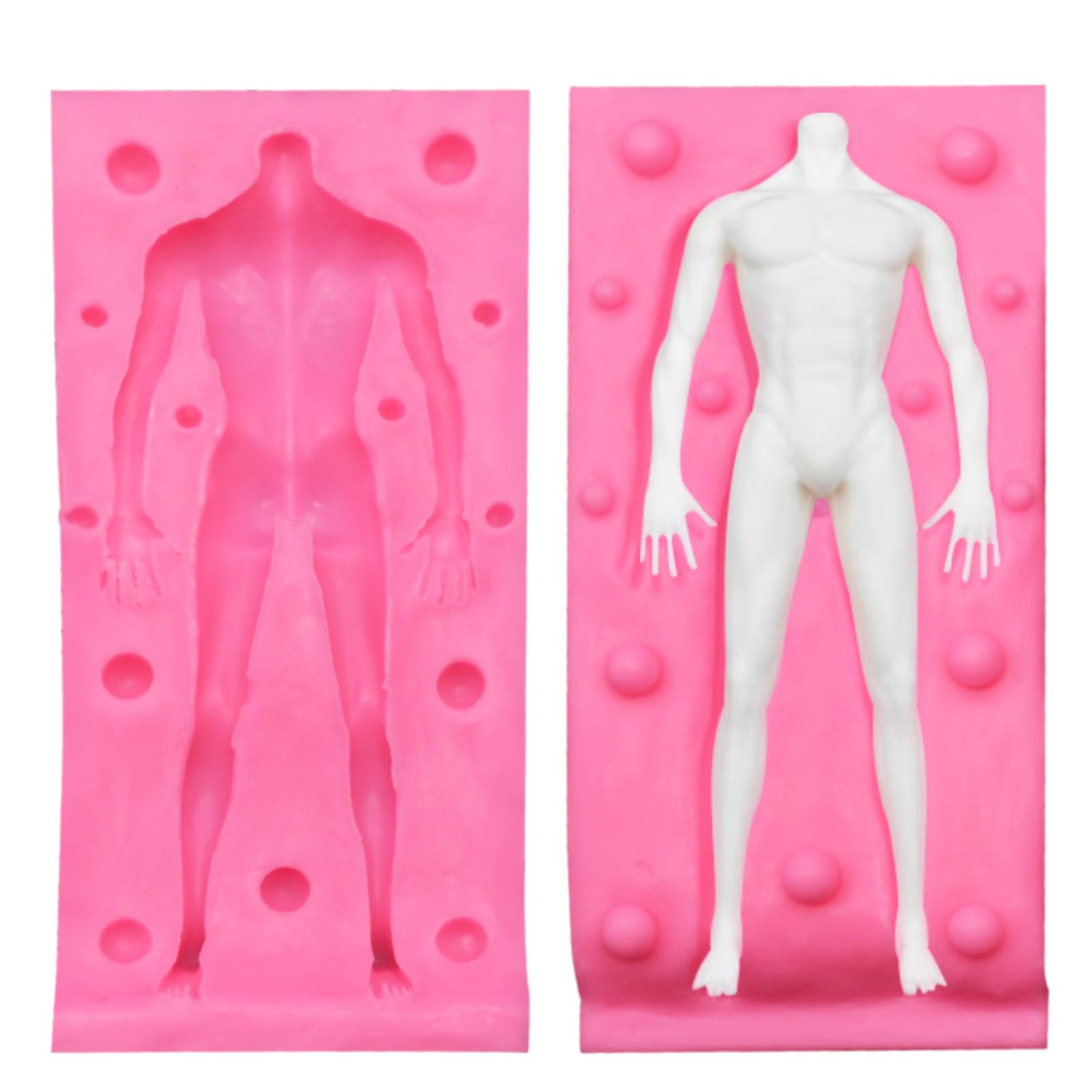 3D Human Body Silicone Clay Mold, Large Human Sculpture Polymer Mold Full Body Mold for Polymer Clay Craft (Large Man Body)