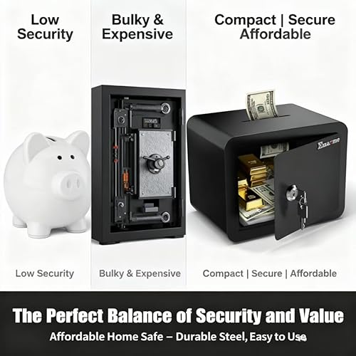 Miniatura 5 de Caja fuerte pequeña, caja fuerte con ranura para llaves y monedas, pequeñas cajas fuertes para dinero, seguridad barata en el hogar, pequeña caja