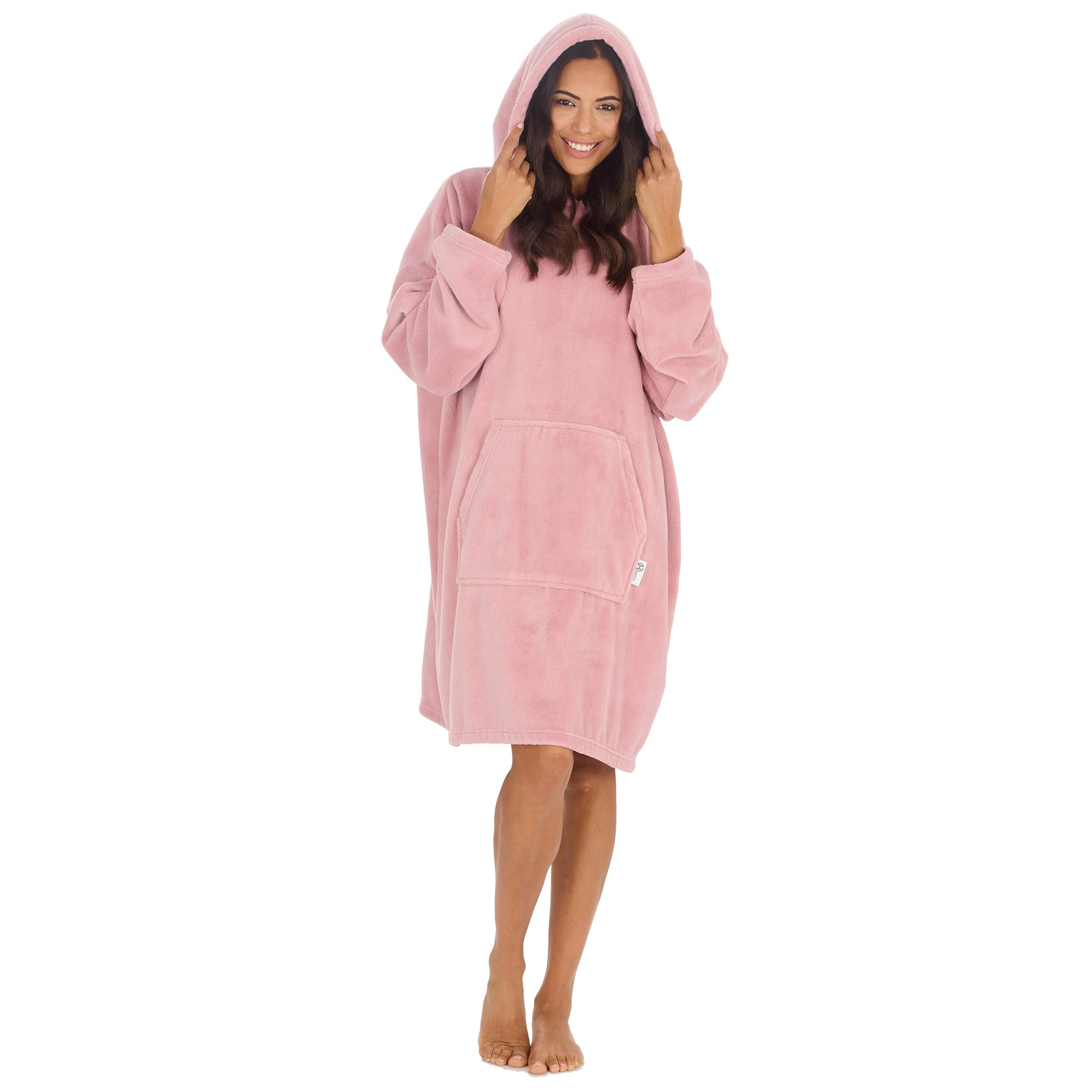 Undercover Unisex Adults - Blush Pink Adults Plain Oversized Fleece Hoodie 34B2032 Blush Pink