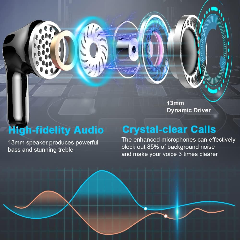 Ordtop Wireless Earbuds, 2026 Bluetooth 5.4 Headphones NEW Ear Buds Black — Amazon image 3