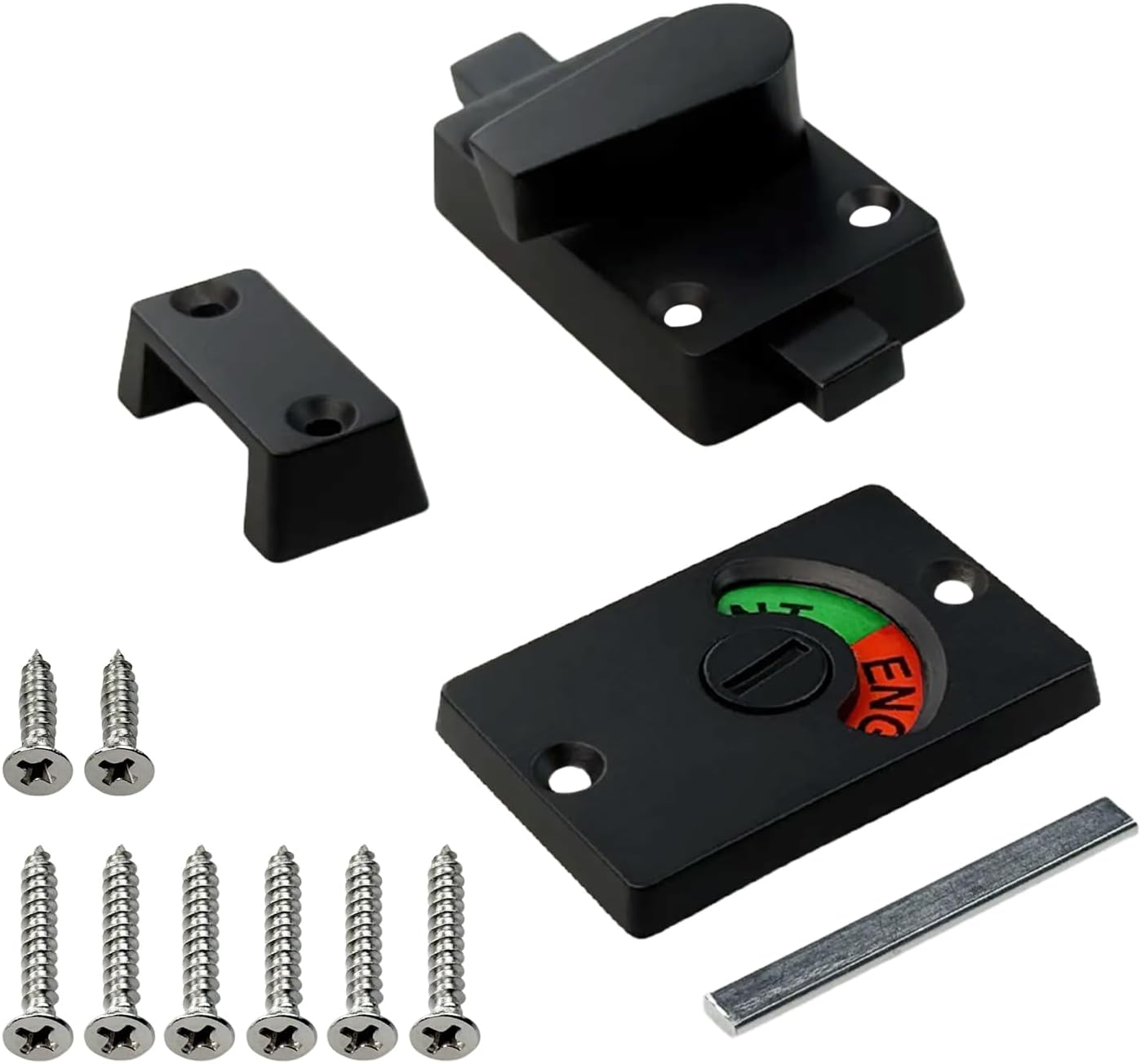 Vacant Occupied Bathroom Lock, Zinc Alloy Latch Indicating Lock Bathroom Door Privacy Lock Indicator Bolt Vacant/Engaged Bathroom WC Public Restroom Toilet Privacy Partition Door Lock Latch (Black)