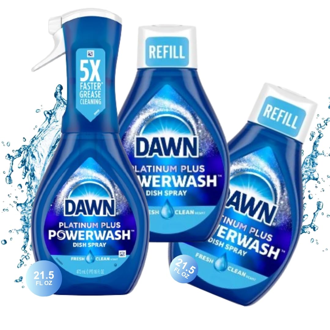 swigii Dawn Platinum Plus Powerwash Dish Spray Dish Soap Refill Set Fresh Scent 1 Spray Bottle 2 Refills