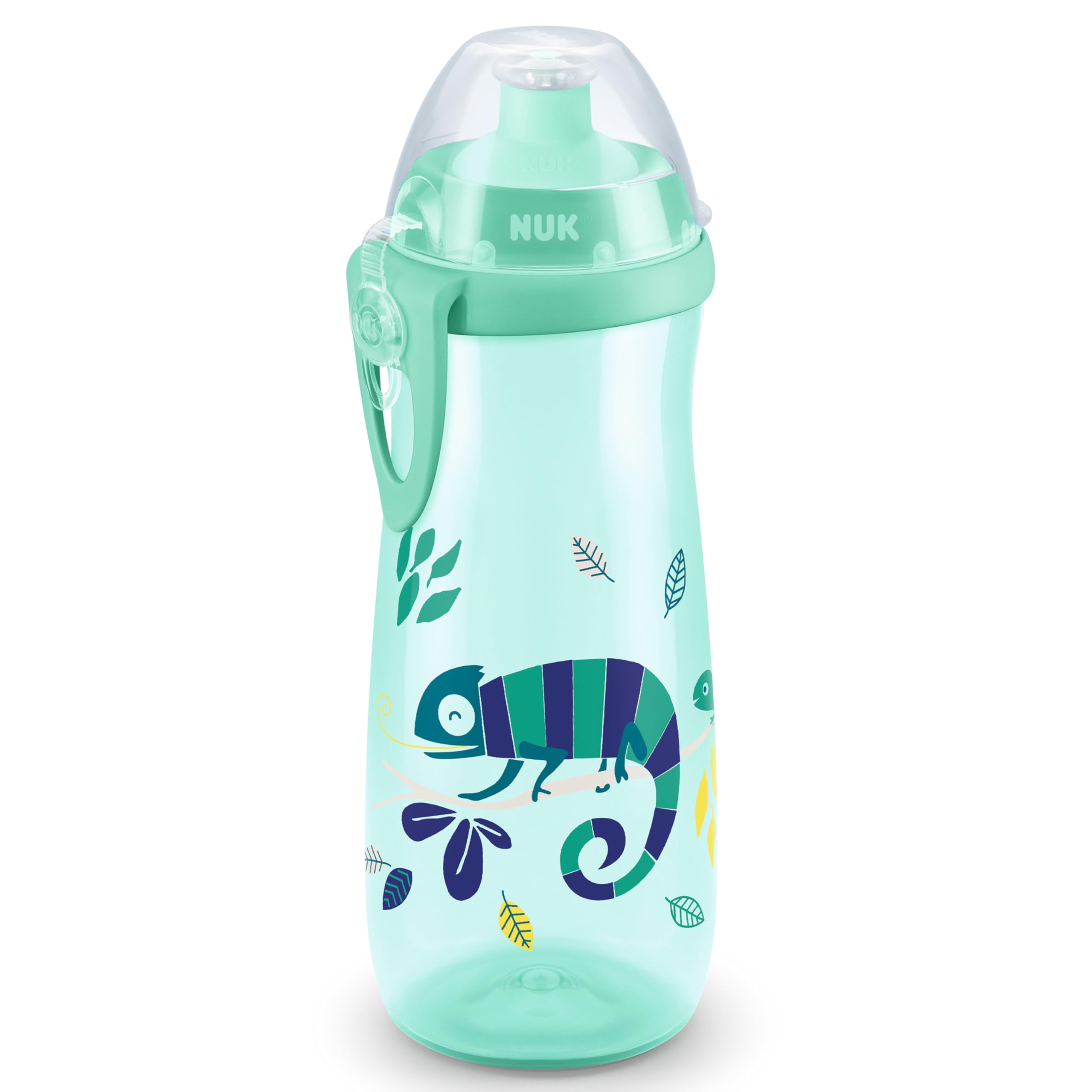 NUK Sports Cup Kids Cup with Chameleon Effect | 36 Months+ | Colour Changing | Leak-Proof Push-Pull Spout | Clip & Protective Cap | BPA-Free | 450 ml | Chameleon (Green)