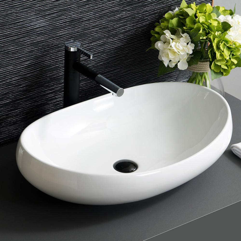 Gljtuo Blue/White Bathroom Sink, Countertop Basin And Ceramic Wash Basin Bathroom Sink,1 Set